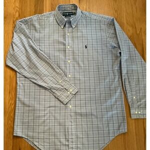 Polo Ralph Lauren Yarmouth Shirt 16 34/35 Blue Check Button Down Cotton